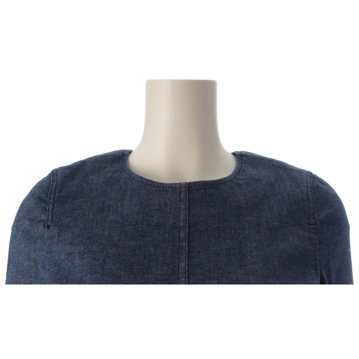 Louis Vuitton Stretch Denim Wave Line Contrast Short Sleeve Dress Indigo 34 — view 5