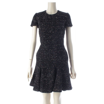 Dior Raf Simons Era Wool Short Sleeve Tweed Dress Black White Multicolor