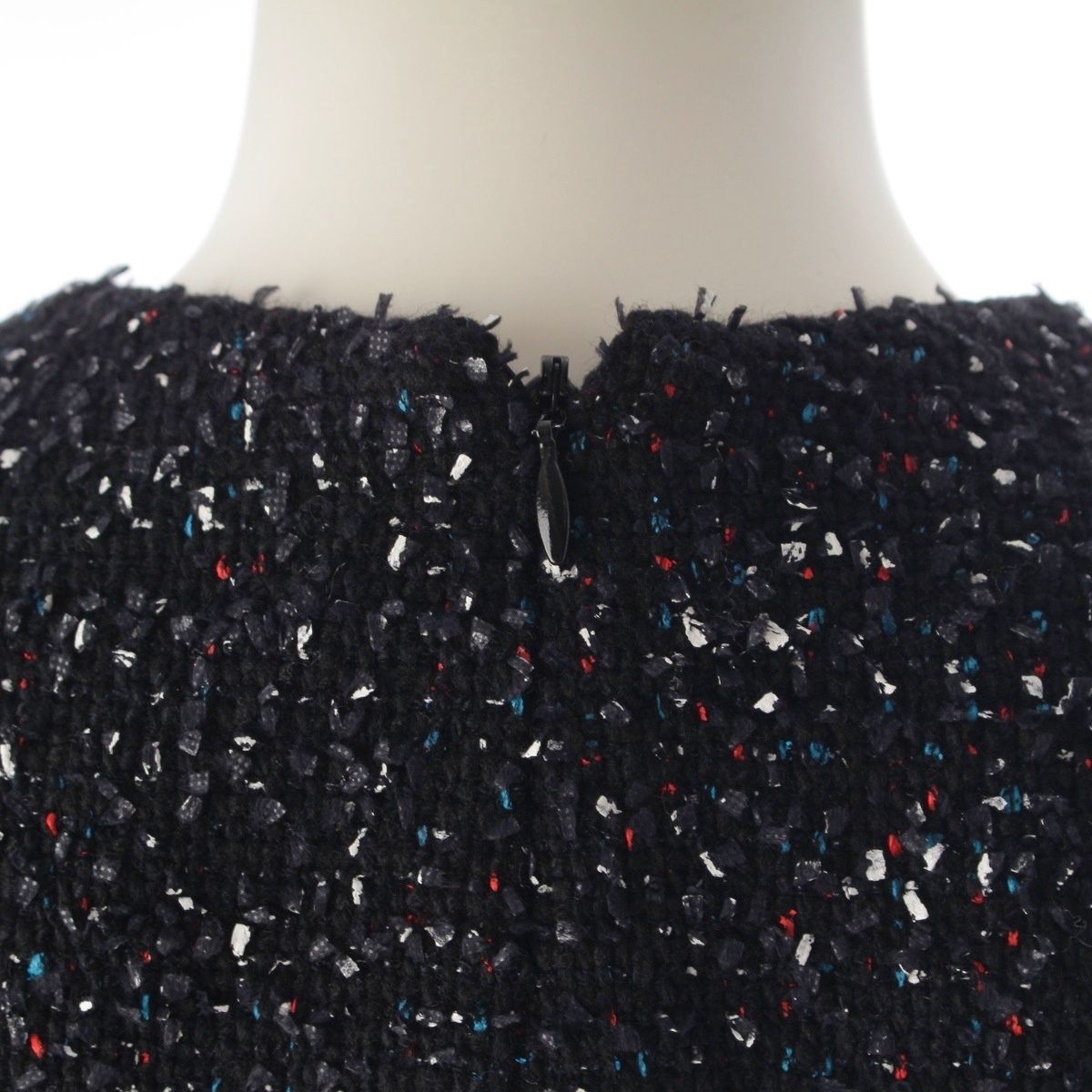 Dior Raf Simons Era Wool Short Sleeve Tweed Dress Black White Multicolor — view 7