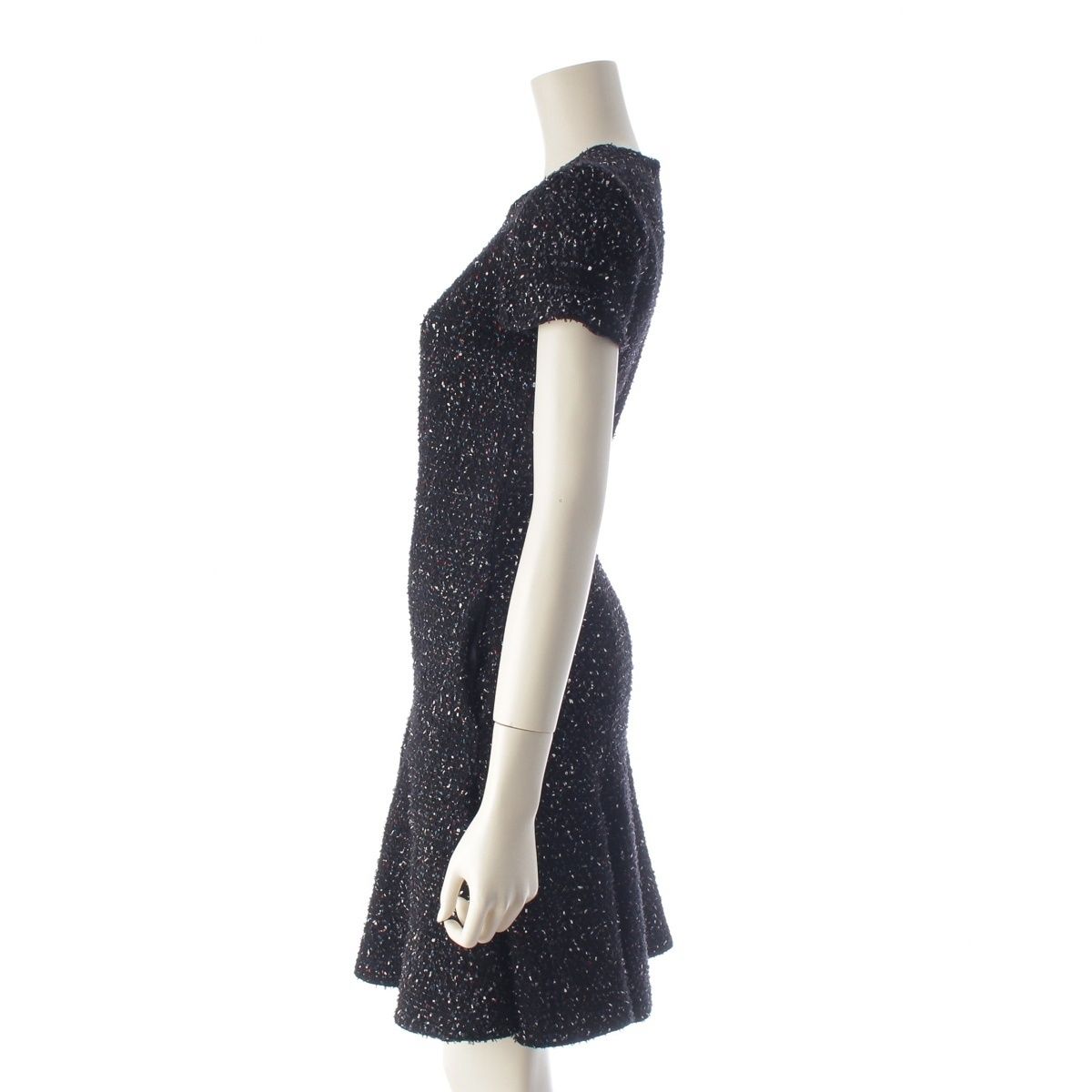 Dior Raf Simons Era Wool Short Sleeve Tweed Dress Black White Multicolor — view 3