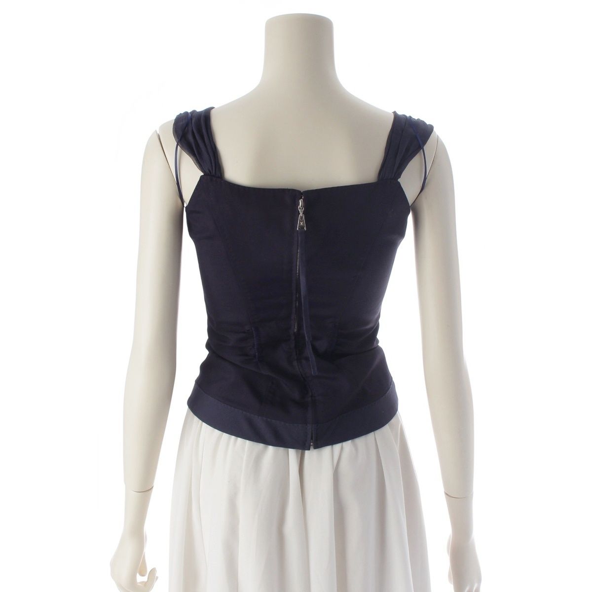Louis Vuitton Silk Lining Bustier Camisole Top Navy 34 — view 4