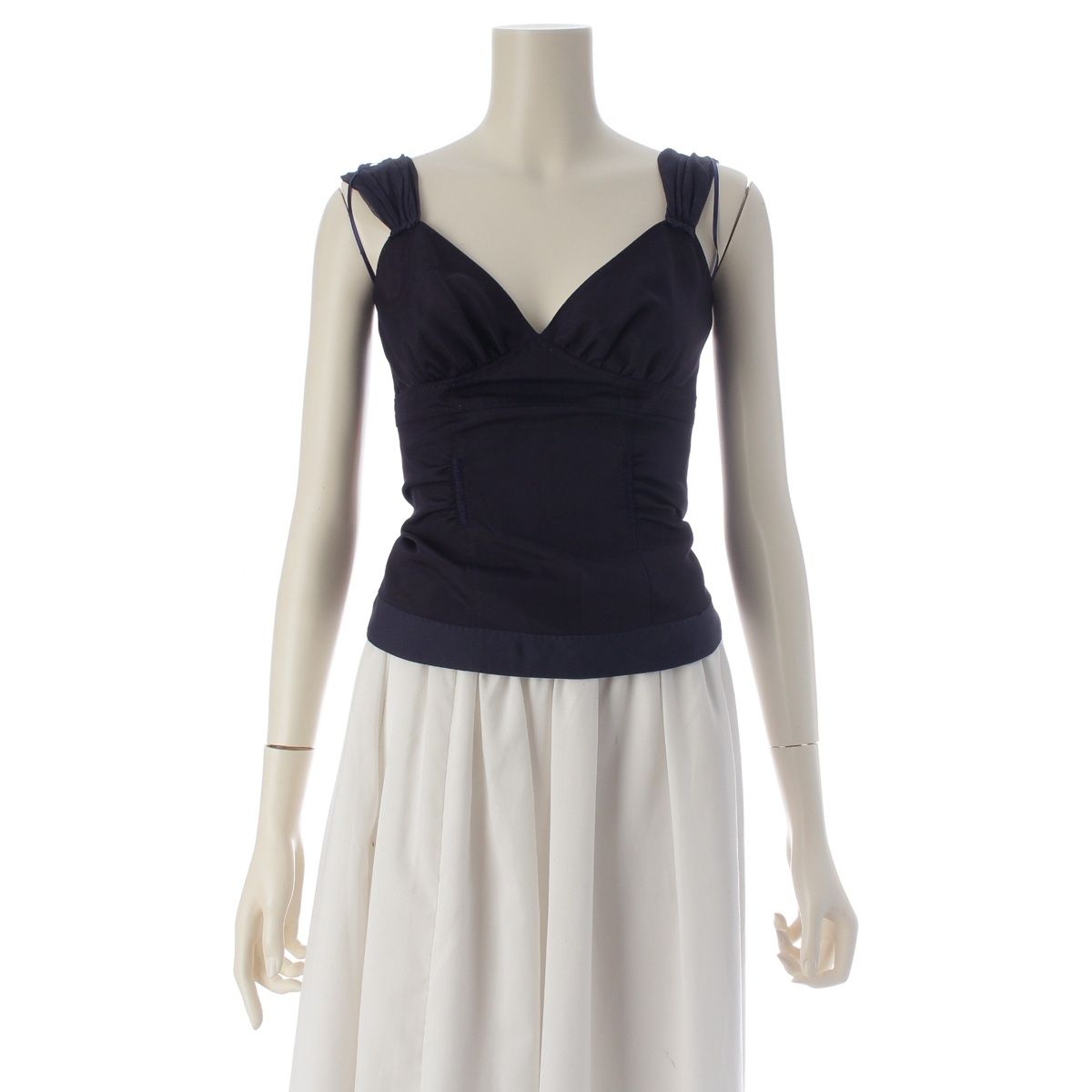 Louis Vuitton Silk Lining Bustier Camisole Top Navy 34