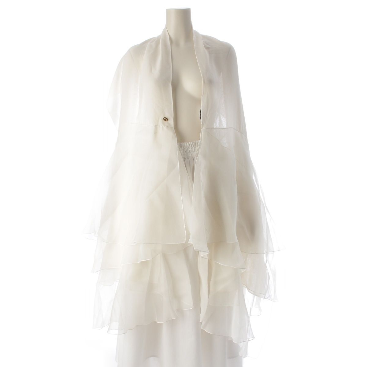 Gucci Silk GG Logo Shawl Bolero Top White Scarf