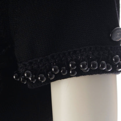 Chanel Wool Knit Bead Embroidery Short Sleeve Dress Black 38 — view 6
