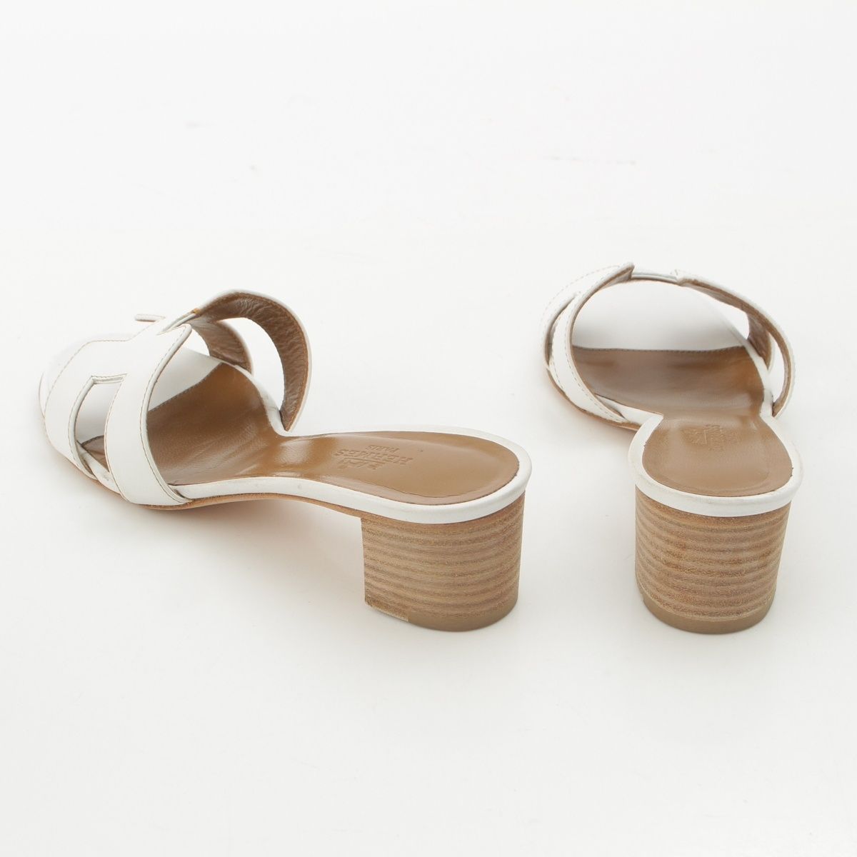 Hermes Oasis Leather Motif Sandals White — view 4