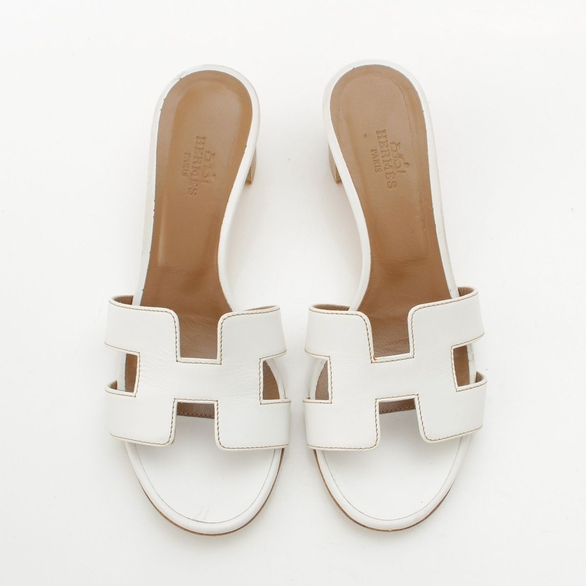 Hermes Oasis Leather Motif Sandals White — view 2