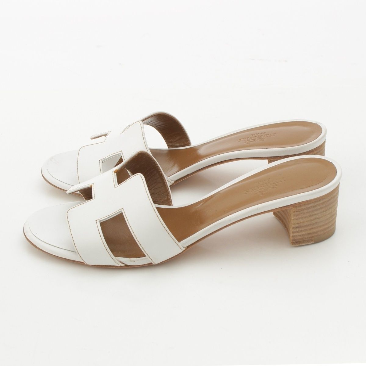 Hermes Oasis Leather Motif Sandals White — view 3