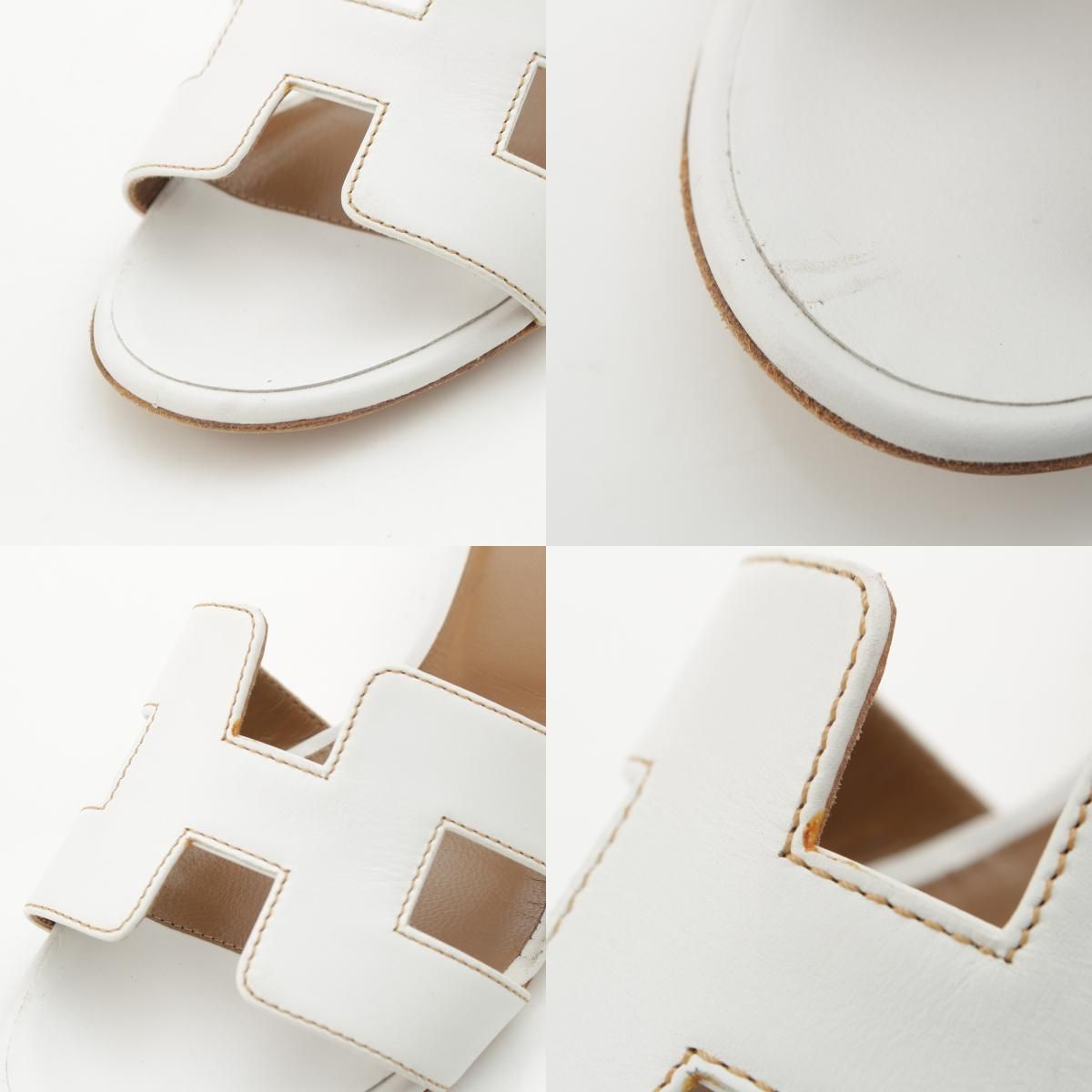 Hermes Oasis Leather Motif Sandals White — view 8