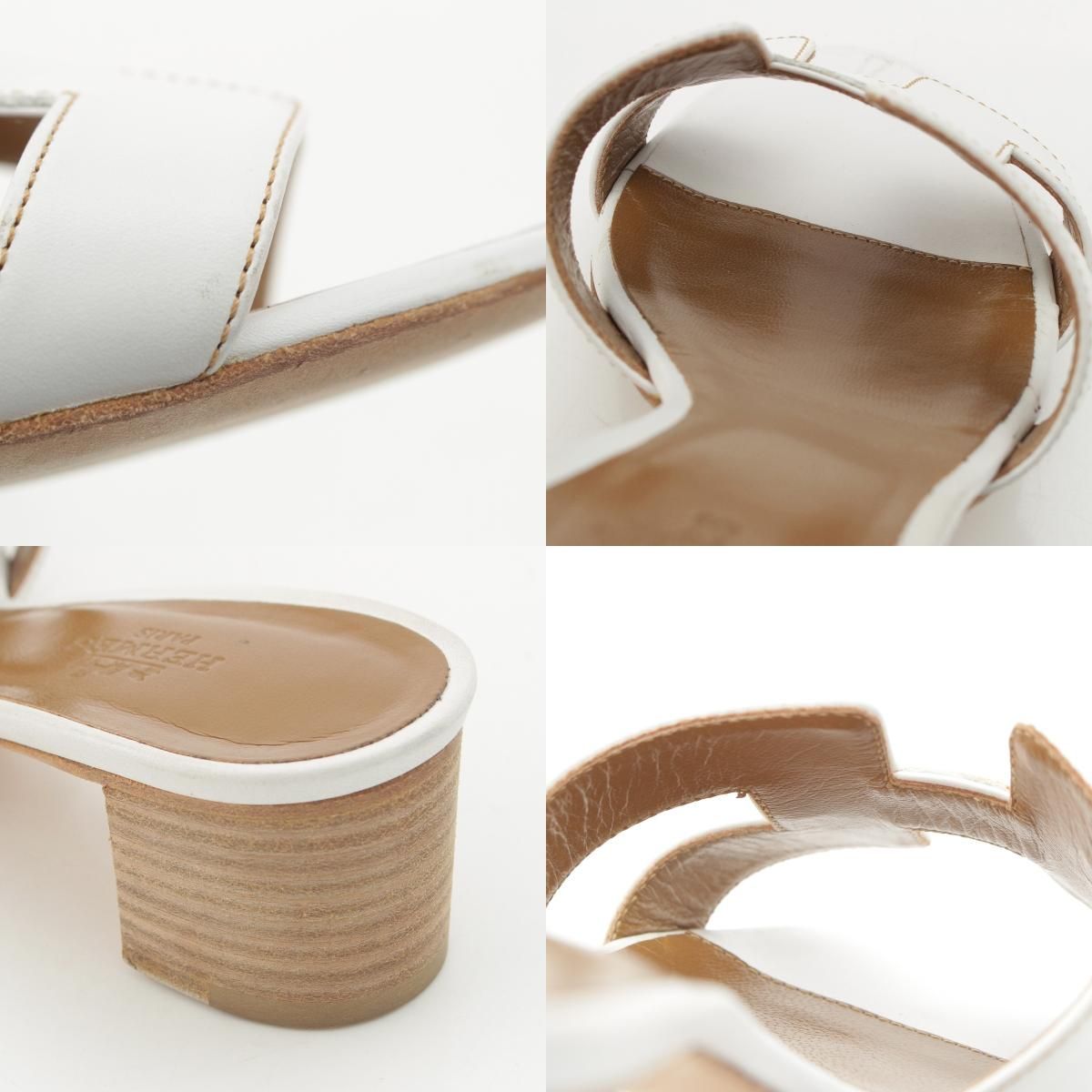 Hermes Oasis Leather Motif Sandals White — view 9