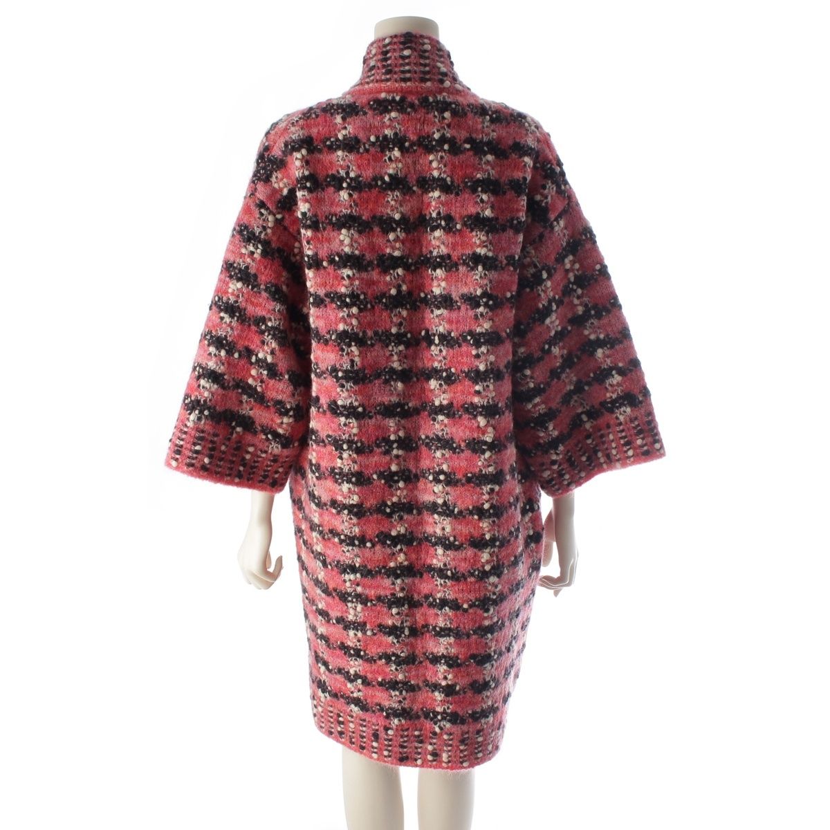 Chanel Wool Mohair Nylon Knit Long Coat Pink 38 — view 4