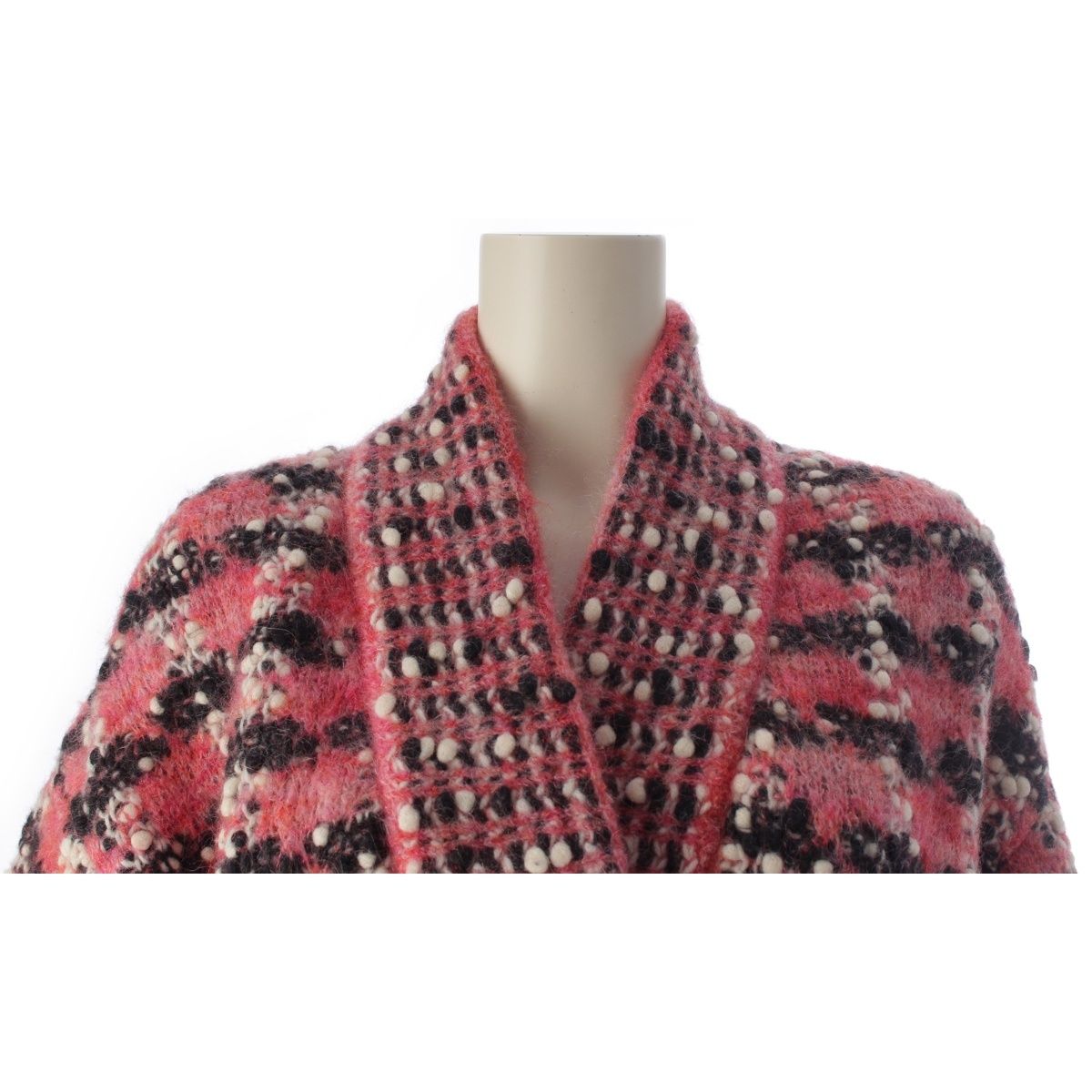 Chanel Wool Mohair Nylon Knit Long Coat Pink 38 — view 5