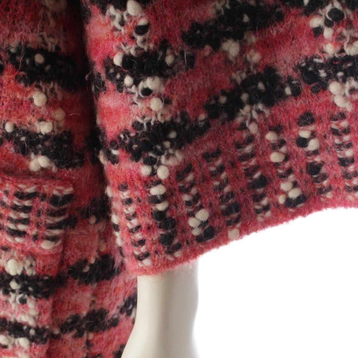 Chanel Wool Mohair Nylon Knit Long Coat Pink 38 — view 6