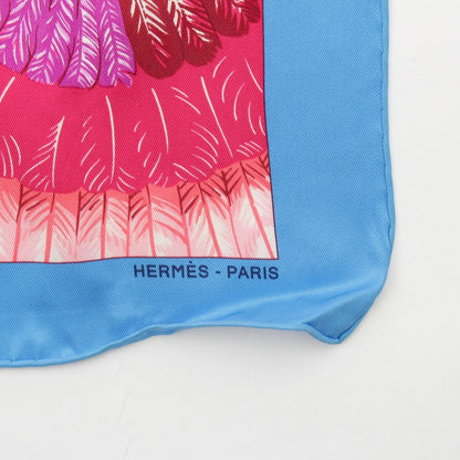 Hermes Carre 70 Silk Brazil II Feather Scarf Pink — view 7