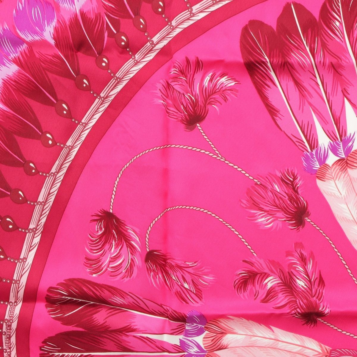 Hermes Carre 70 Silk Brazil II Feather Scarf Pink — view 8