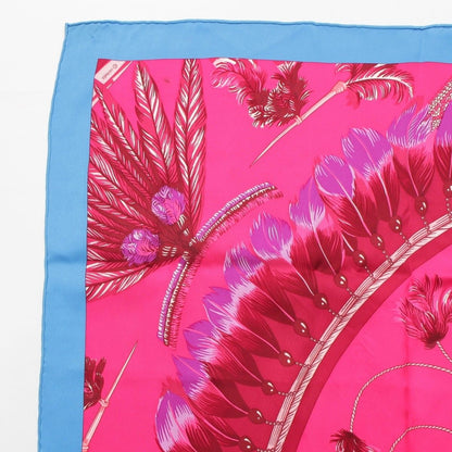 Hermes Carre 70 Silk Brazil II Feather Scarf Pink — view 2