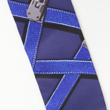 Hermes Twilly Silk Kelly Croam Motif Belt Pattern Scarf Blue — view 6