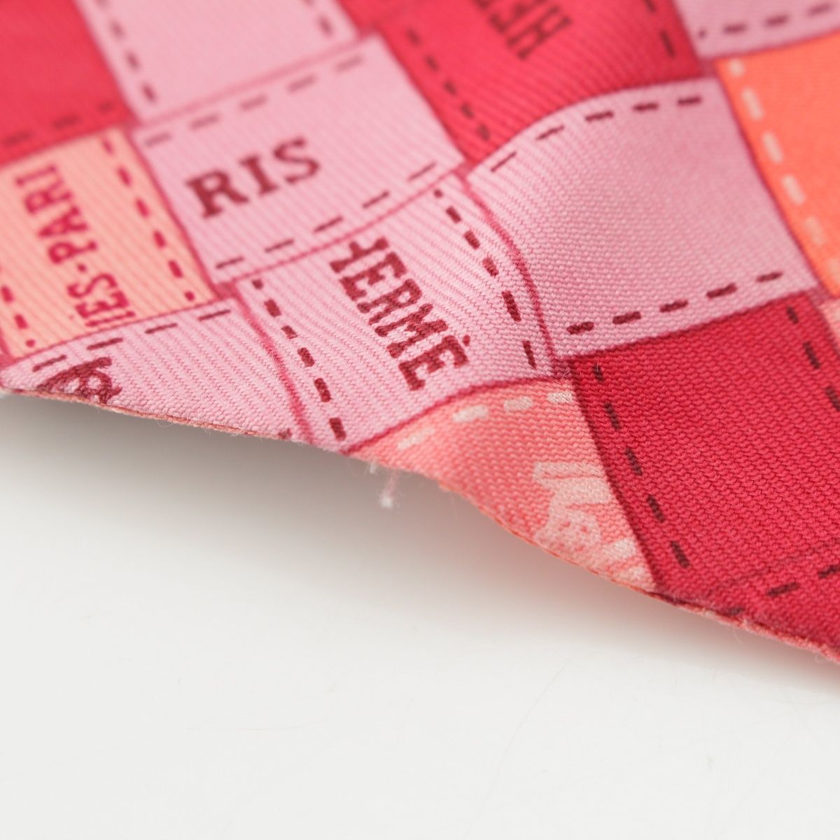 Hermes Twilly Silk Bolduc Check Scarf Pink — view 7