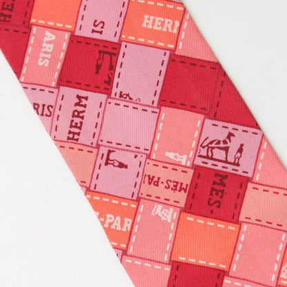 Hermes Twilly Silk Bolduc Check Scarf Pink — view 5
