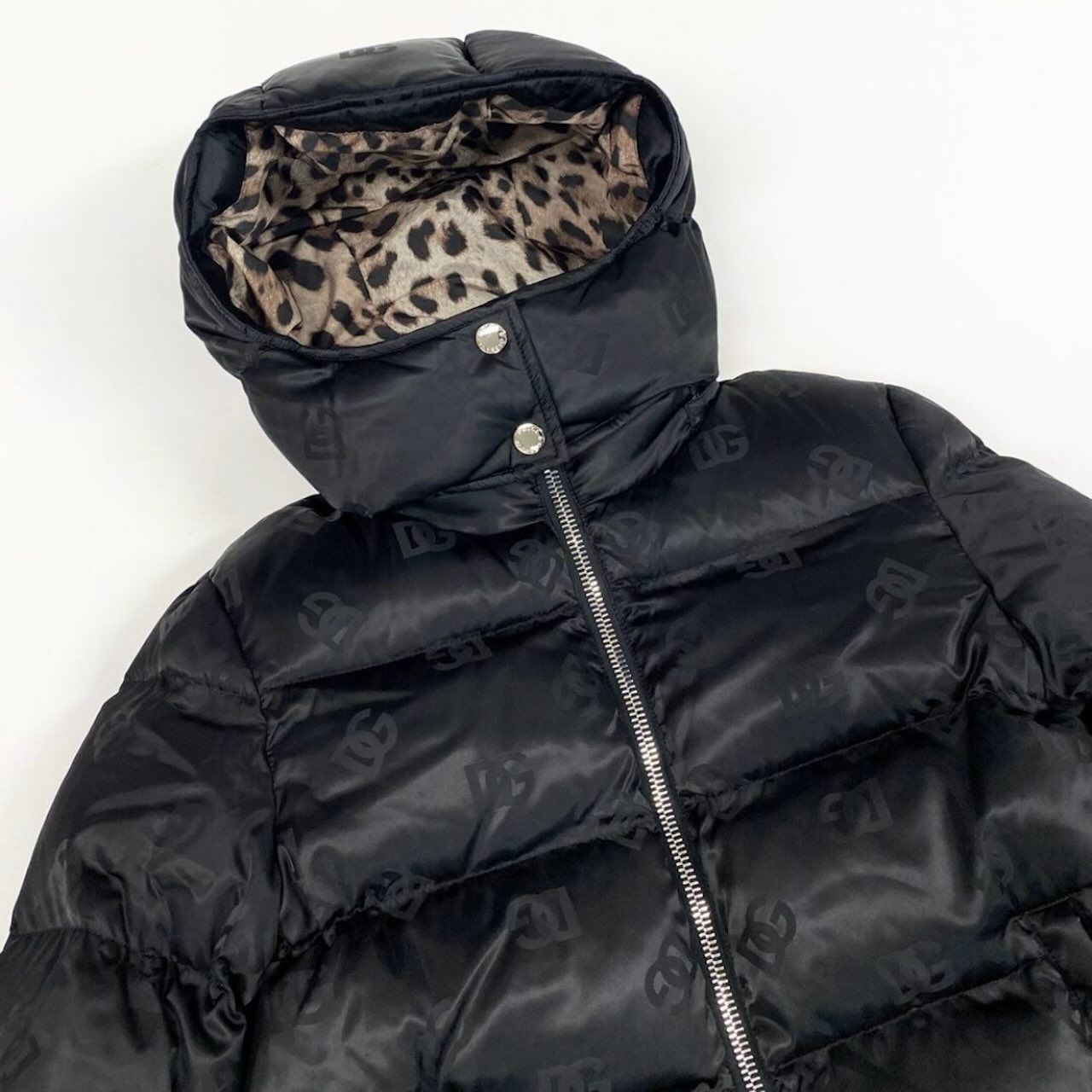 Dolce & Gabbana Regular Price DG Logo Patted Satin Jacquard Down Jacket — view 4