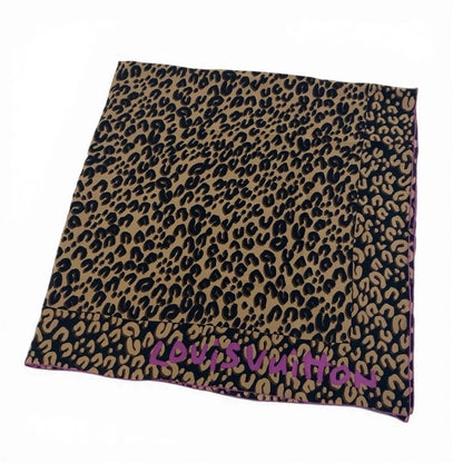 Louis Vuitton LV Leopard Silk Scarf Large Shaw Brown