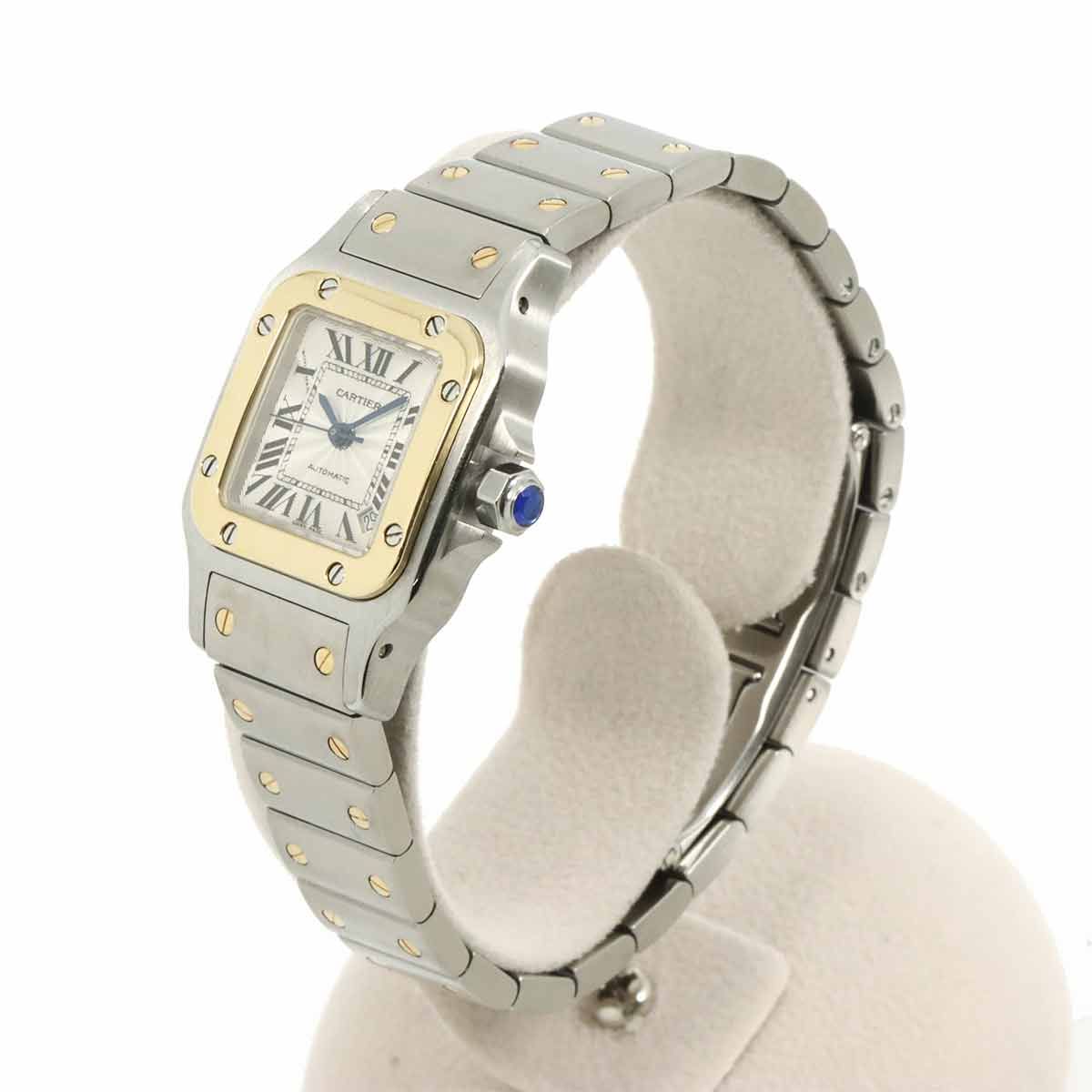 Cartier Santos Galbe SM Watch Date Silver YG Yellow Gold Automatic Winding — view 3