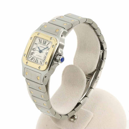 Cartier Santos Galbe SM Watch Date Silver YG Yellow Gold Automatic Winding — view 3