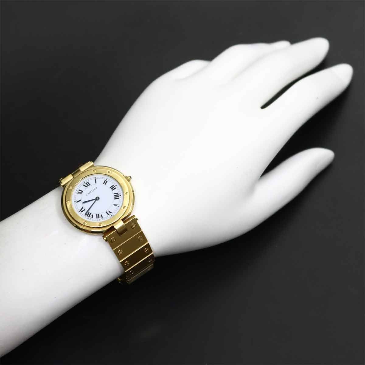 Cartier Santos Round Watch White 18k Yellow Gold — view 4