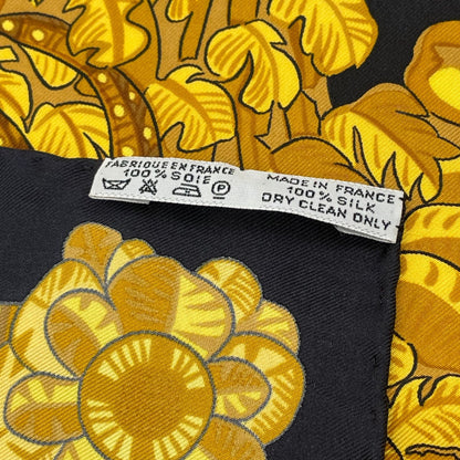 Hermes Carre 90 Armets en Panache Feathered Cavalry Helmet Black Gold Scarf Silk — view 6
