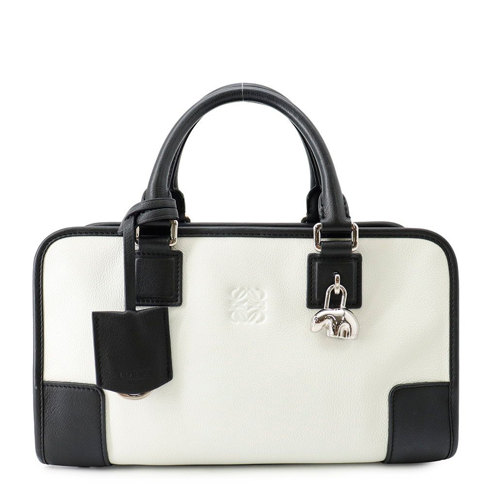 Loewe Handbag Amazona 28 Limited Edition Bicolor Leather White Black