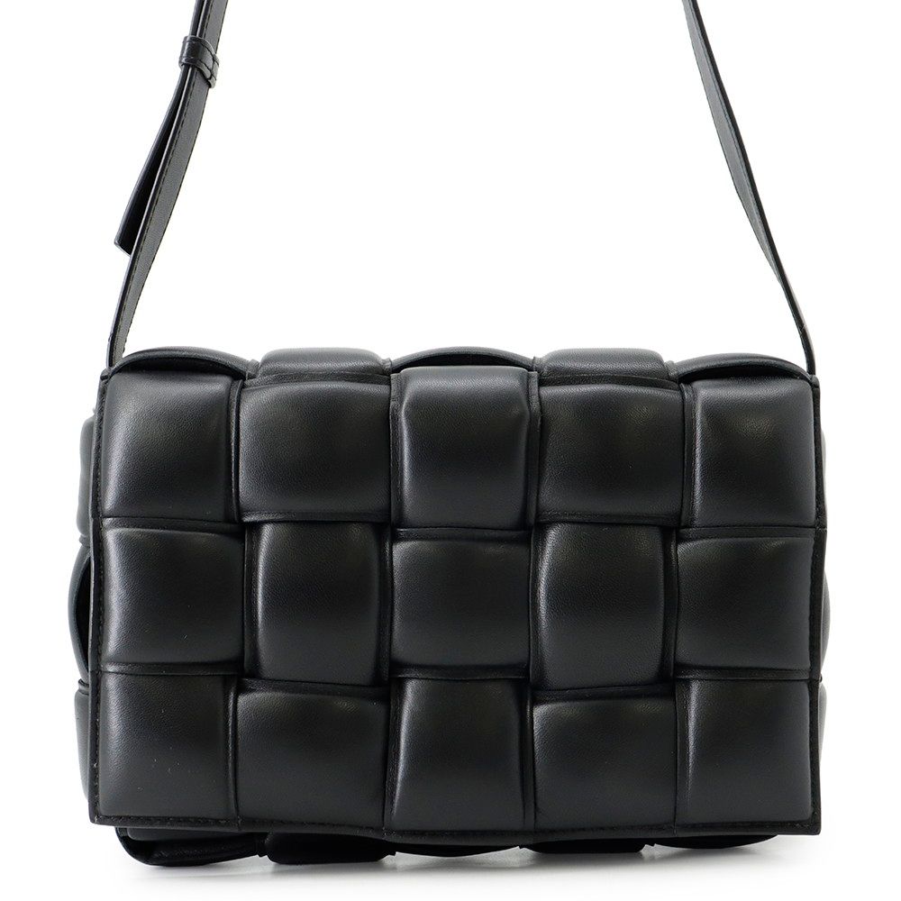Bottega Veneta Shoulder Bag Intrecciato Padded Cassette Lambskin Black