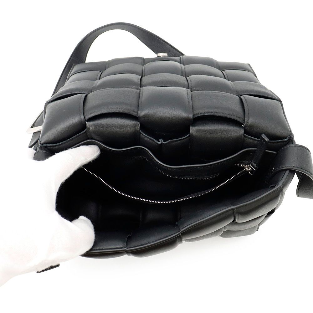 Bottega Veneta Shoulder Bag Intrecciato Padded Cassette Lambskin Black — view 5