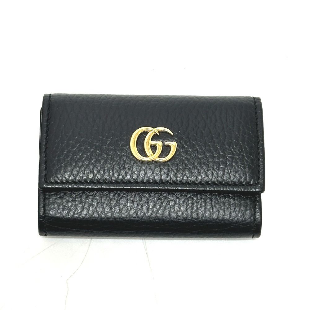 Gucci Key Case GG Marmont Leather Black Key Holder