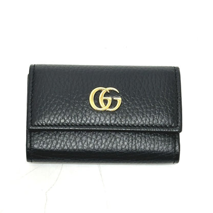 Gucci Key Case GG Marmont Leather Black Key Holder