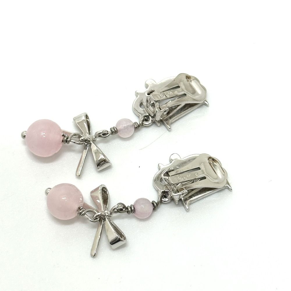 Dior Earrings Logo Ribbon Metal Pink — view 3