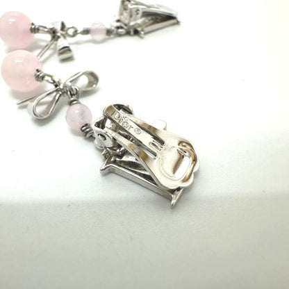 Dior Earrings Logo Ribbon Metal Pink — view 4