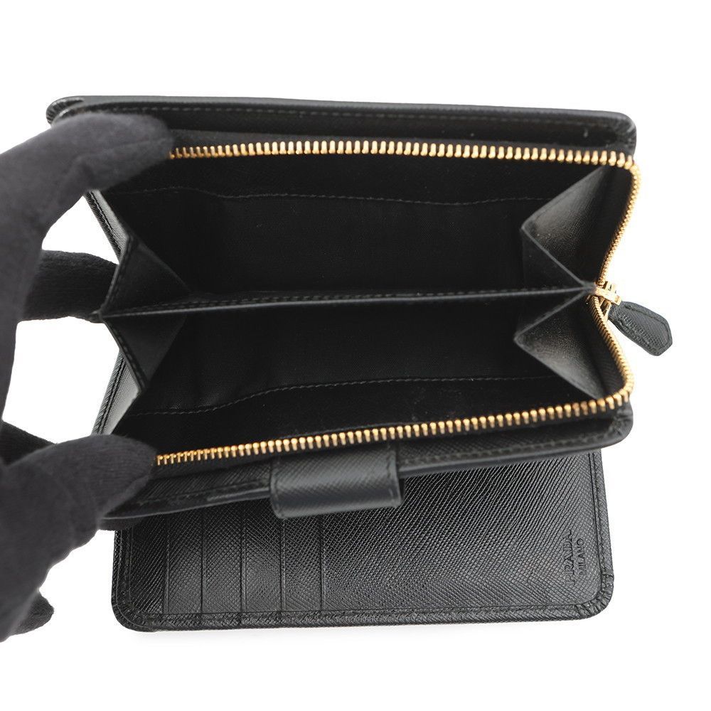 Prada Bifold Wallet Logo Saffiano Black — view 6