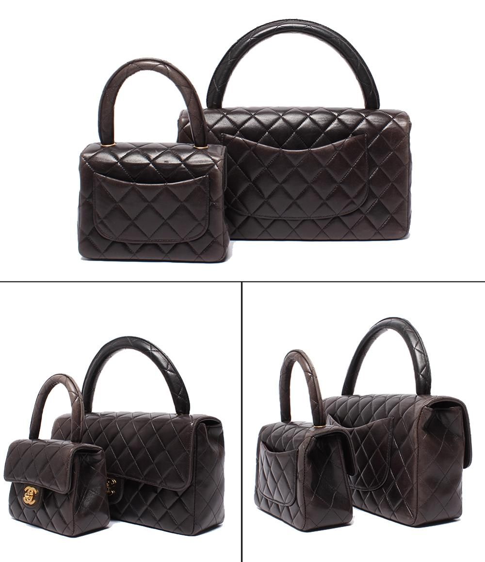 Chanel Handbag Parent Child Bag Top Handle Quilted Gold Lambskin — view 2