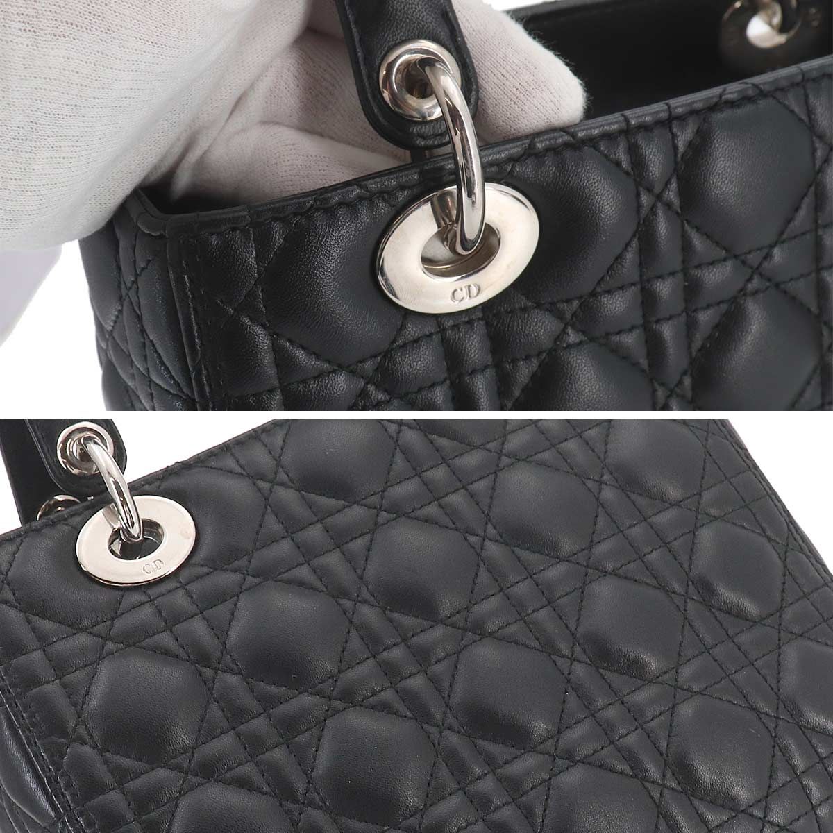 Dior Cannage Lady 2-Way Hand Bag Leather — view 9