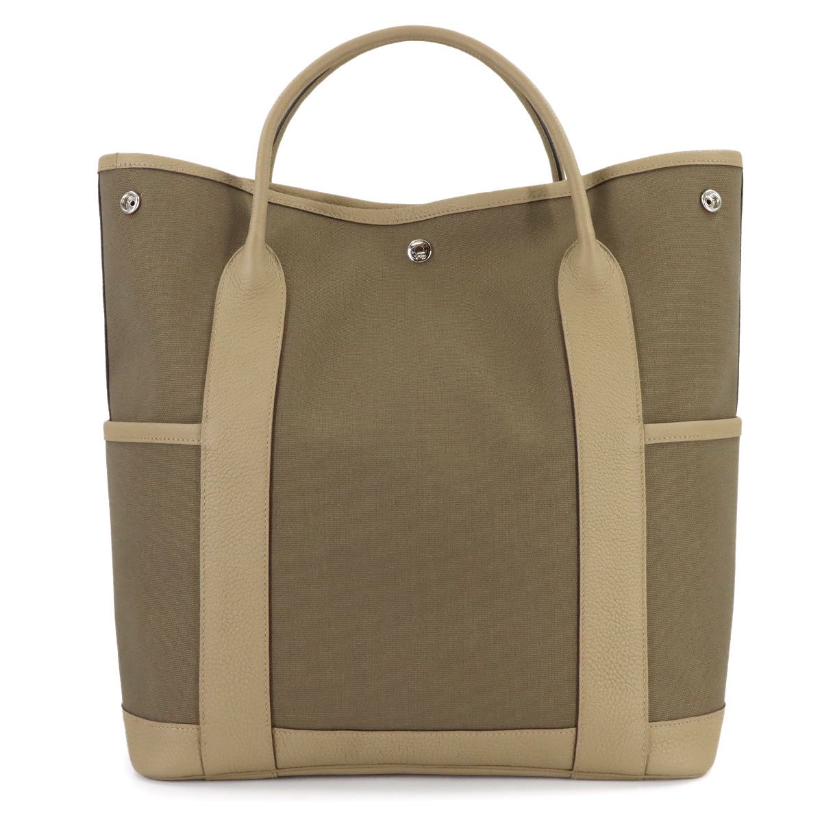 Hermes Garden Party Pocket Vertical Tote Toile Military Negonda — view 2