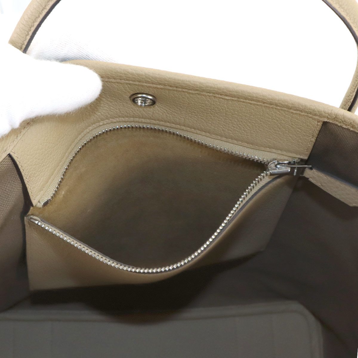 Hermes Garden Party Pocket Vertical Tote Toile Military Negonda — view 7