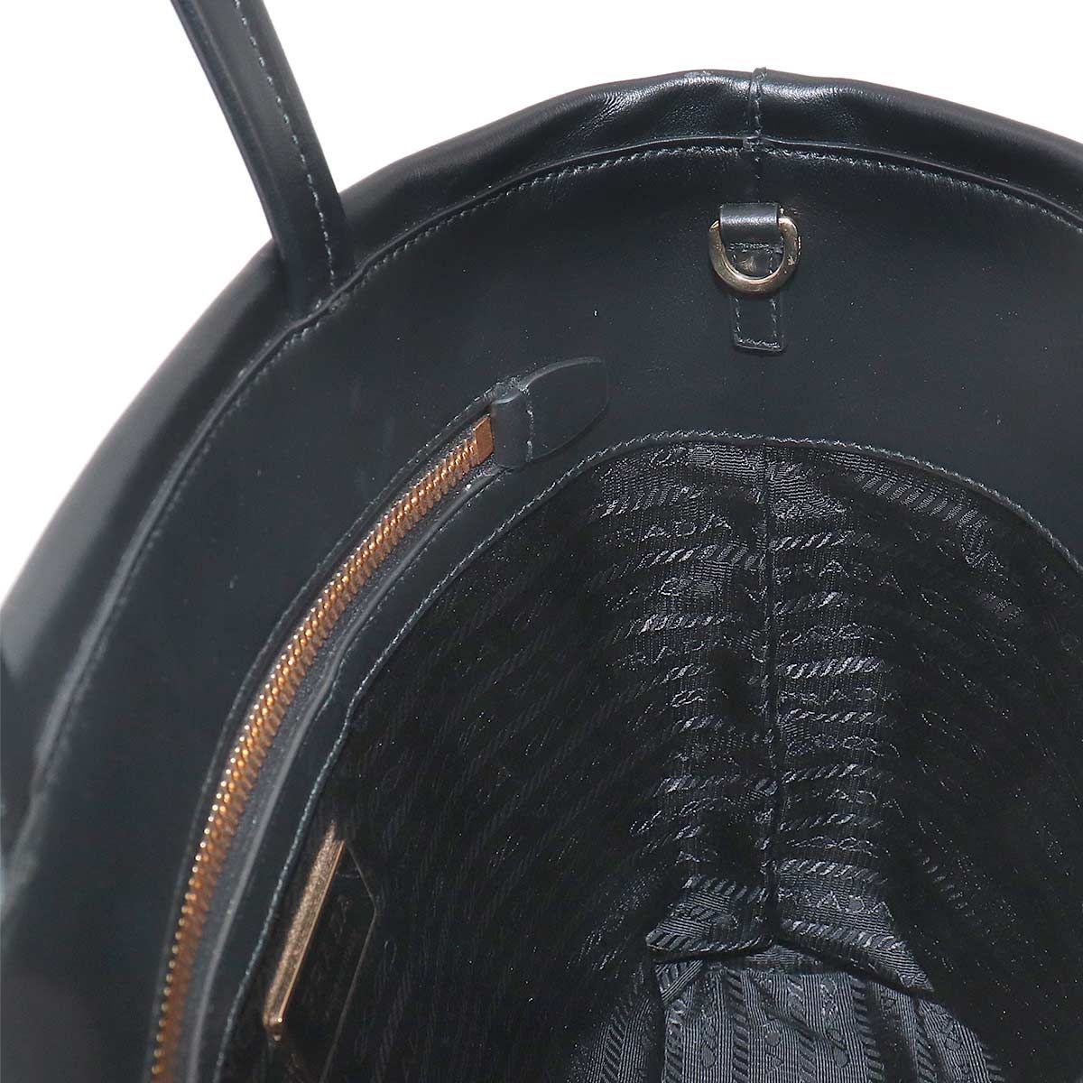 Prada 2-Way Tote Shoulder Bag Leather Nero Gold — view 9