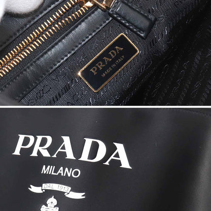 Prada 2-Way Tote Shoulder Bag Leather Nero Gold — view 8