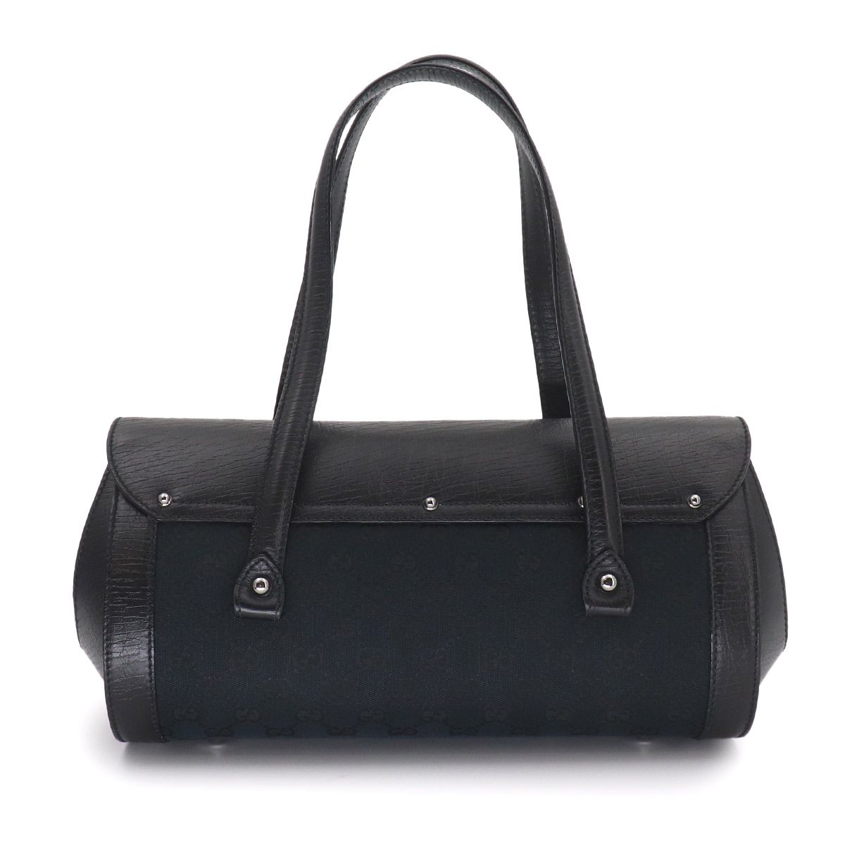 Gucci Banboo Hand Bag GG Canvas Leather Black Silver — view 3