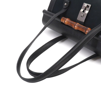 Gucci Banboo Hand Bag GG Canvas Leather Black Silver — view 6