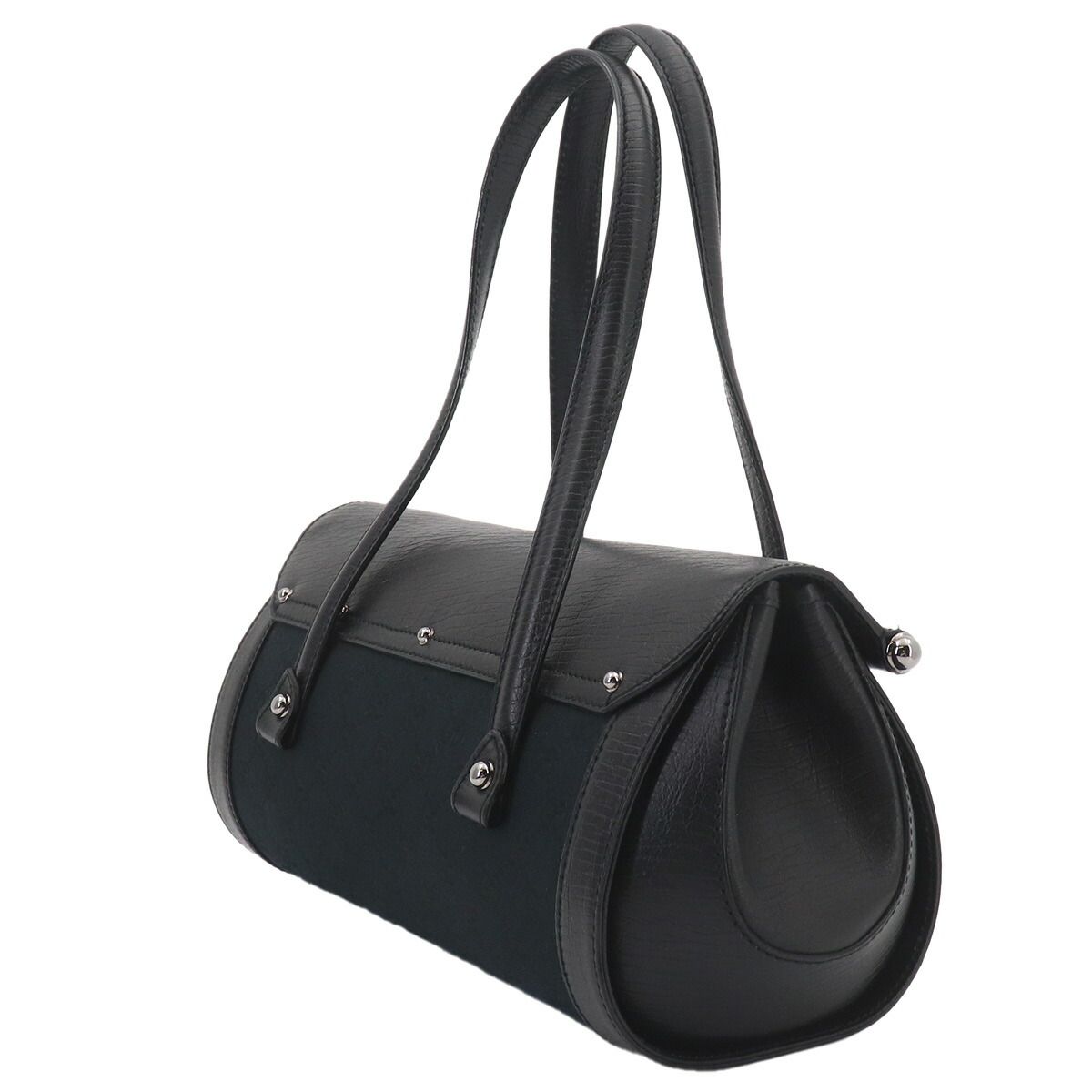 Gucci Banboo Hand Bag GG Canvas Leather Black Silver — view 4