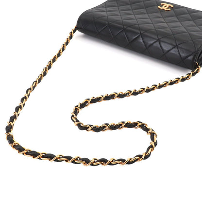 Chanel Quilted Chain Shoulder Bag Lambskin Black Gold Push Lock — view 5