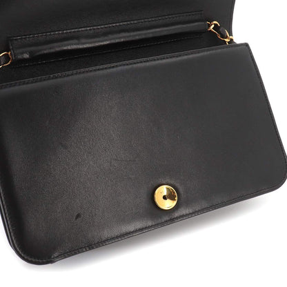 Chanel Quilted Chain Shoulder Bag Lambskin Black Gold Push Lock — view 9