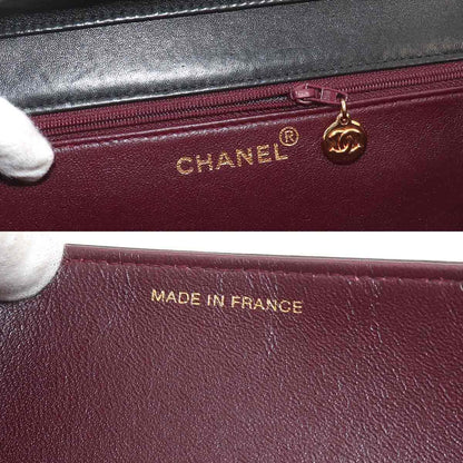 Chanel Quilted Chain Shoulder Bag Lambskin Black Gold Push Lock — view 7