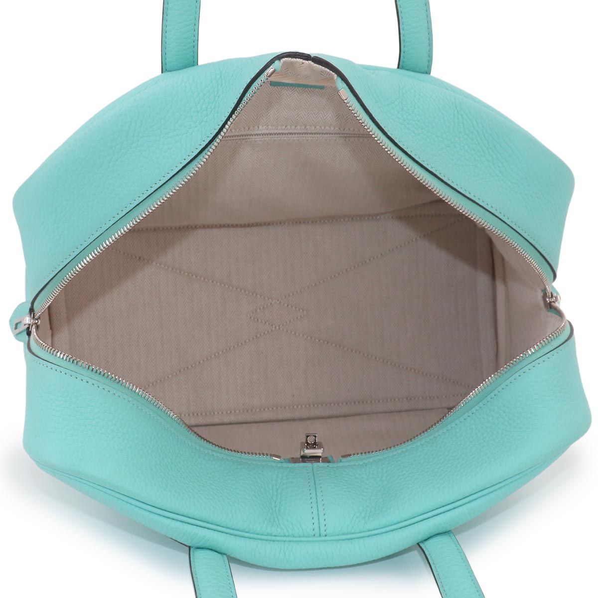 Hermes Victoria 2 35 Hand Bag Taurillon Clemence Blue Sun Seal Silver — view 6