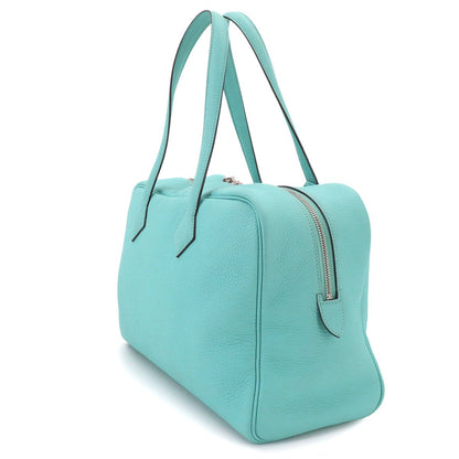 Hermes Victoria 2 35 Hand Bag Taurillon Clemence Blue Sun Seal Silver — view 3